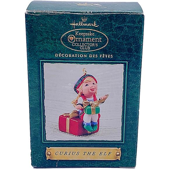 2002 Hallmark Keepsake Curius the Elf Collector's Club Christmas Ornament in Box - Picture 1 of 6